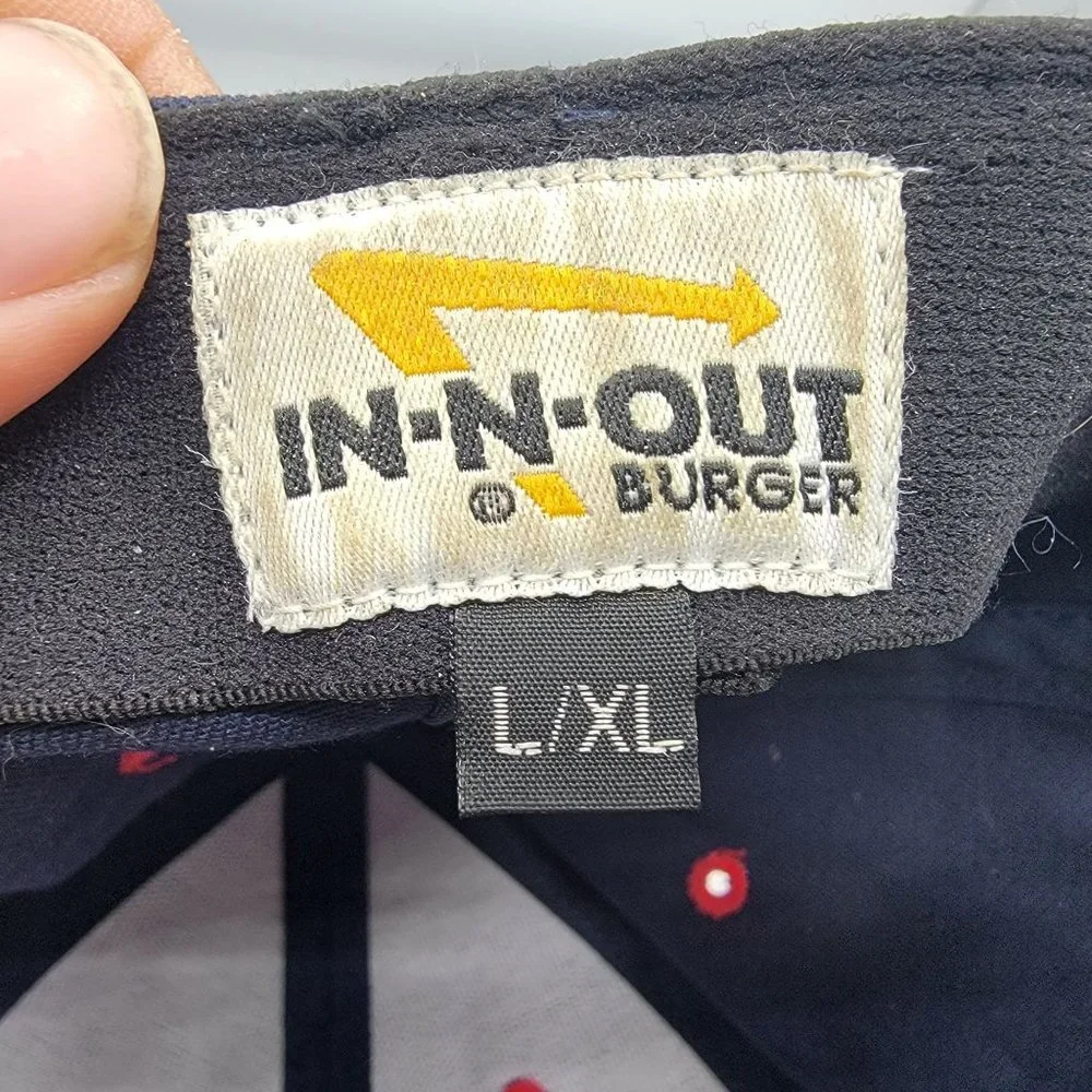 In N Out Burger Large XL Blue Fitted Hat Cap California Outdoors Comfort Nice